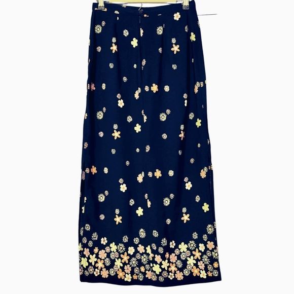 🌟VINTAGE🌟 Christopher&Banks Maxi Skirt with Side Slits And 60's Retro Flowers - Picture 4 of 16